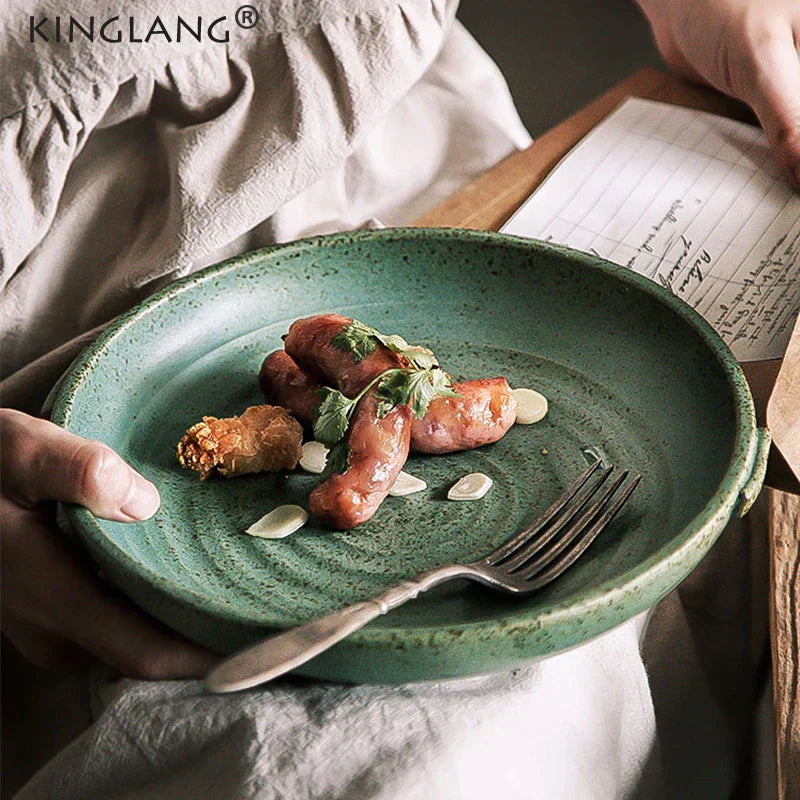 DecorBites™ Japanese Style Ceramic Round Plate - Restaurant Quality Dinnerware