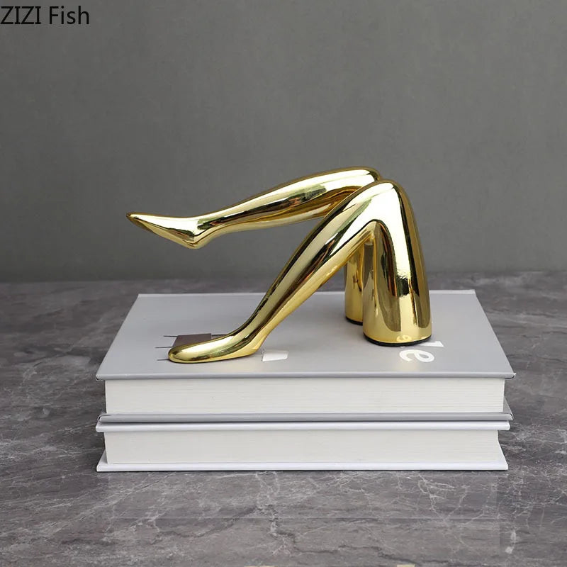 DecorBites™ Gilded Lips & Leg Resin Figurines Sculpture for Modern Home Decor
