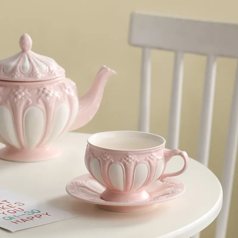 DecorBites™ Elegant Porcelain Tea Set: Teapot, Cups, Saucers, High-Grade Coffee Pot, Perfect for Parties