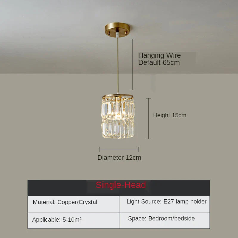 DecorBites™ Crystal Copper LED Chandelier Pendant Light Modern Luxury Ceiling Lamp