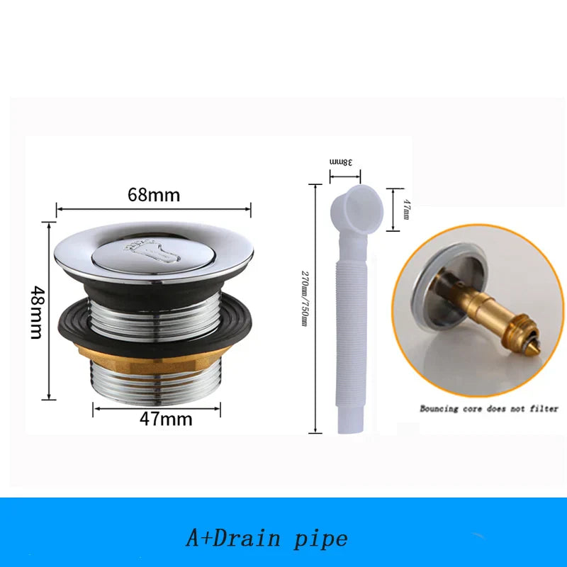 DecorBites™ Copper Tub Tub Pop-Up Core Foot Drainer Valve Drain Pipe Fittings