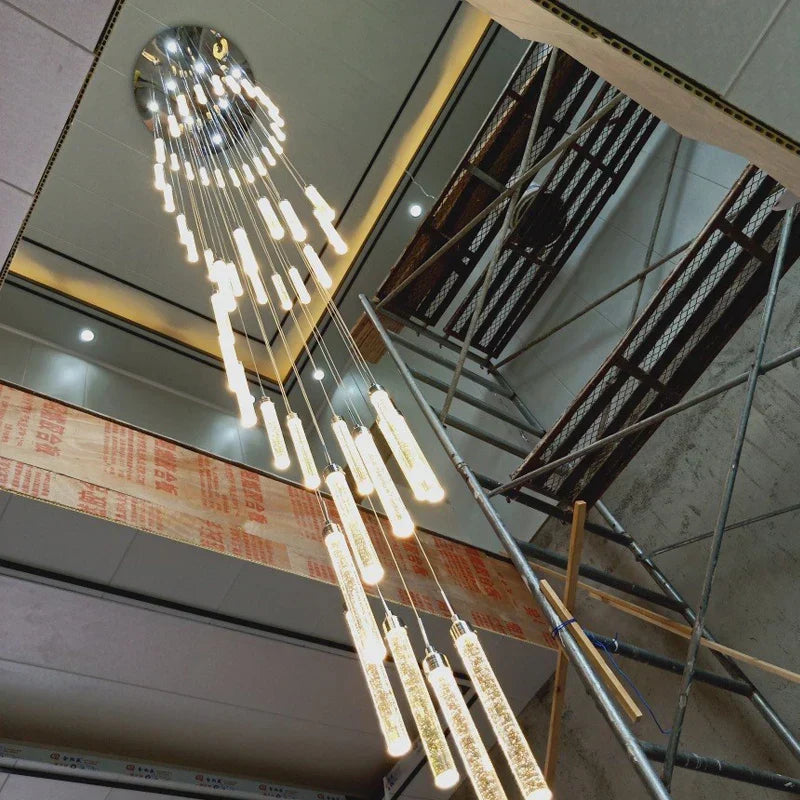 DecorBites™ Golden LED Crystal Chandelier for Living Room Staircase