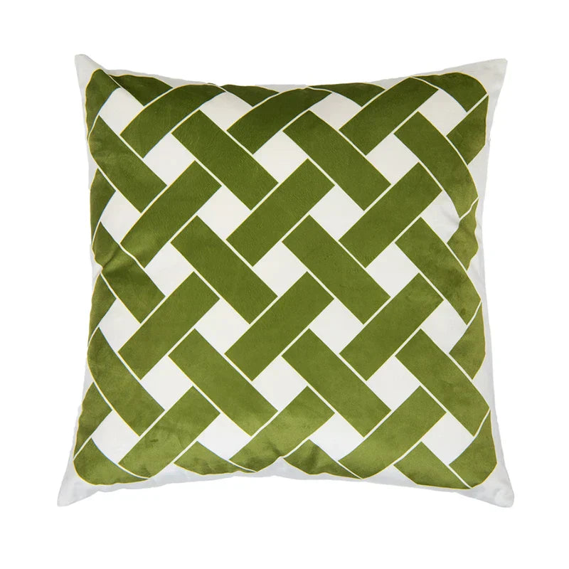 DecorBites™ Intersecting Geometric Velvet Printed Cushion Cover - Modern Nordic Sofa Decor 50x50cm