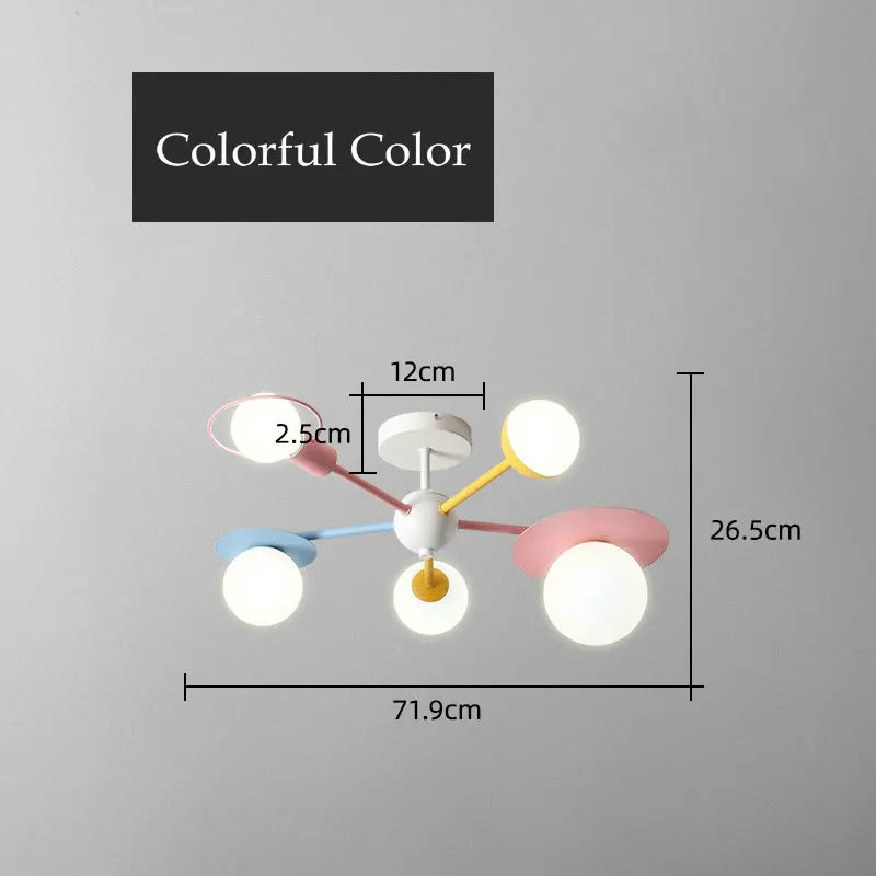 DecorBites™ Kids Nordic Glass Chandelier LED Ceiling Light - Blue Pink Cartoon Theme