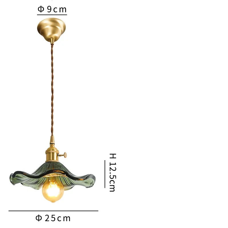 DecorBites™ Green Glass Hanging Light: Modern LED Pendant Lamp for Living and Dining Room