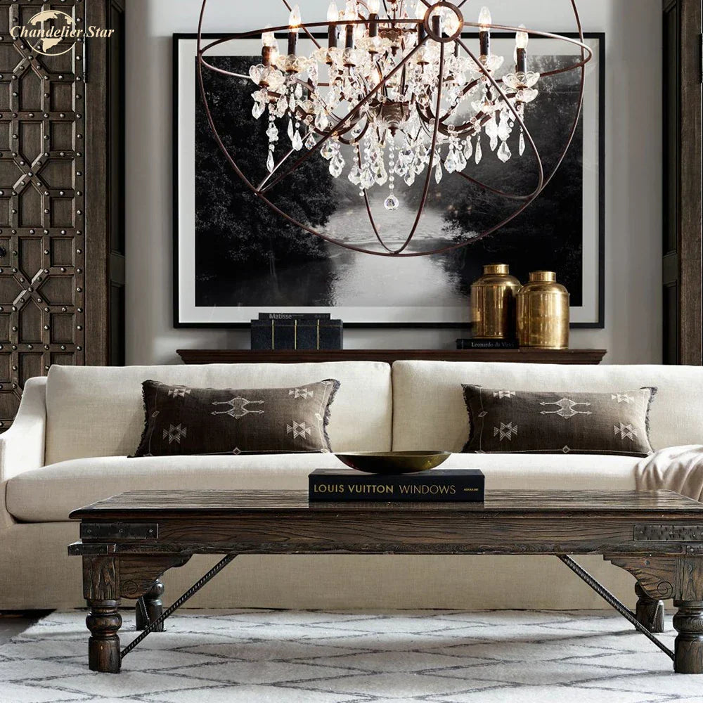 DecorBites™ Crystal LED Chandelier: Contemporary Orb Pendant Light for Home Decor