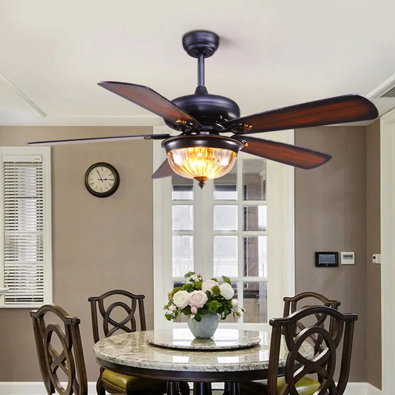 DecorBites™ 52-inch Tiffany Ceiling Fan Light with Remote Control and Wood Leaf Design