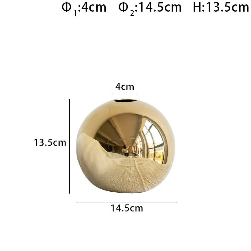 DecorBites™ Golden Ball Ceramic Vase Home Decor Crafts Flower Pot Art Hydroponic Ornament Gift