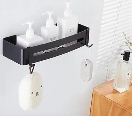 DecorBites™ Black Aluminum Wall Mounted Bathroom Corner Shelf for Bath and Kitchen Storage