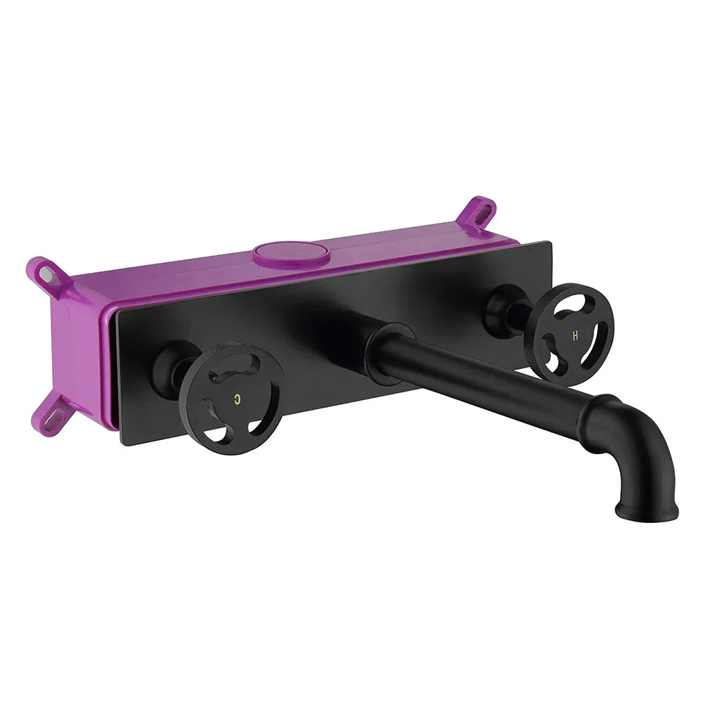 DecorBites™ Industrial Style Wall Mounted Black Basin Faucet with Dual Handles