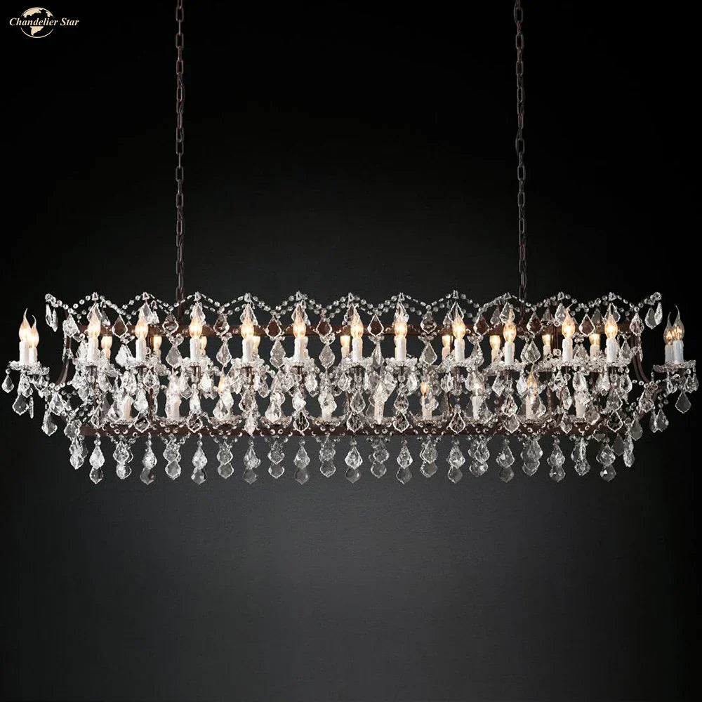 DecorBites™ Iron Crystal LED Chandelier: 19th Century Style Kitchen Pendant Light