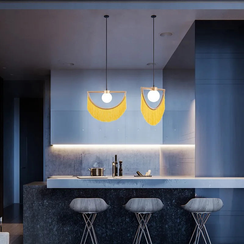 DecorBites™ Coloured Tassel Glass Ball Pendant Light for Boho Minimalist Style Bedroom & Restaurant