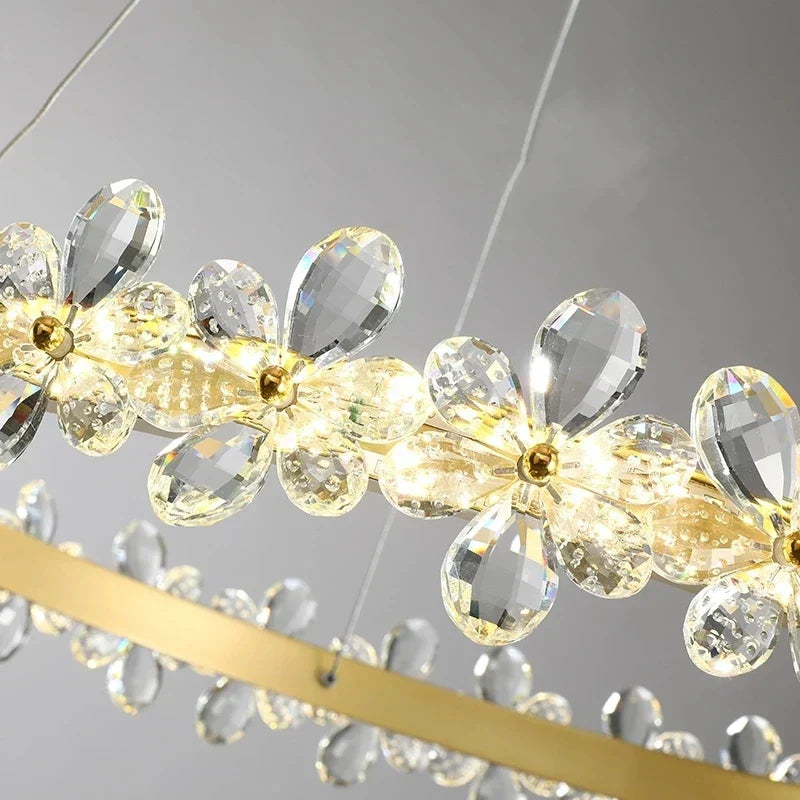DecorBites™ Crystal LED Chandelier: Luxury Lighting for Living, Dining, Kitchen - Elegant Iron & Aluminum Design