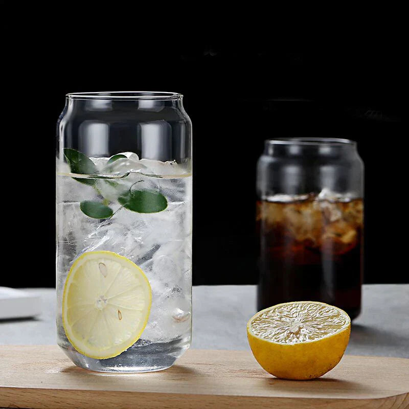 DecorBites™ Glass Drink Cup with Bamboo Lid - High Borosilicate Glass Tea Juice Coffee Mug