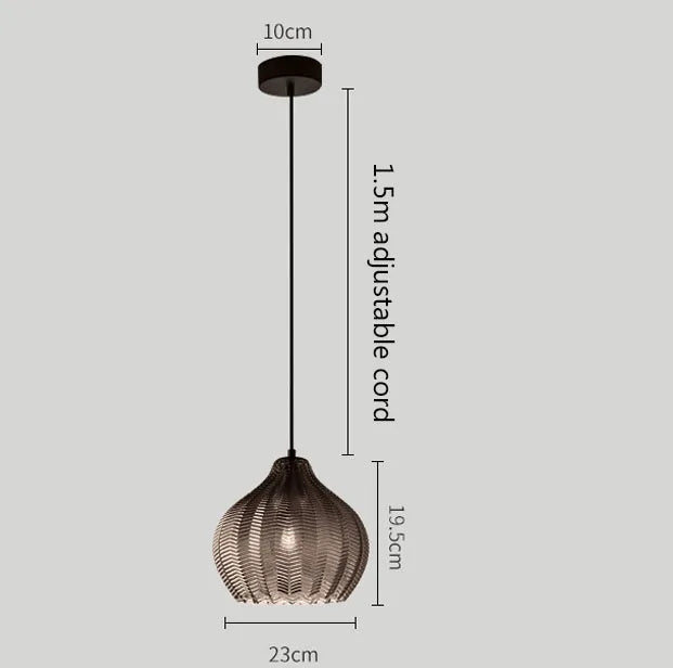 DecorBites™ Amber Gray Glass Chandelier LED Light Modern Nordic Bedroom Restaurant Bar Staircase Lamp