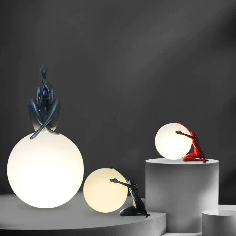 DecorBites™ Abstract Humanoid Ball Holder Table Lamp - Modern Art Sculpture Light