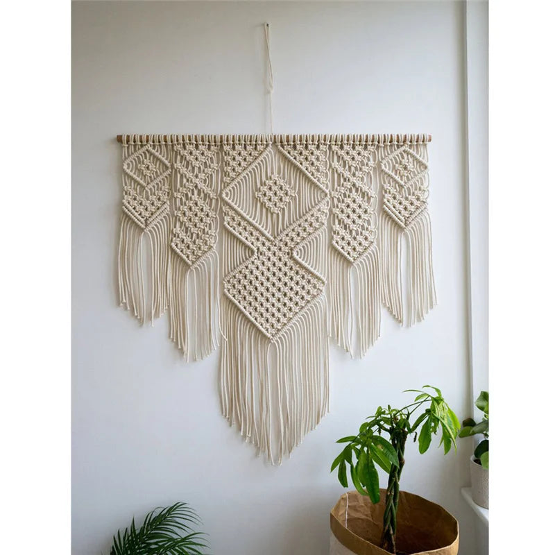 DecorBites™ Large Hand-Woven Macrame Tapestry with Tassels