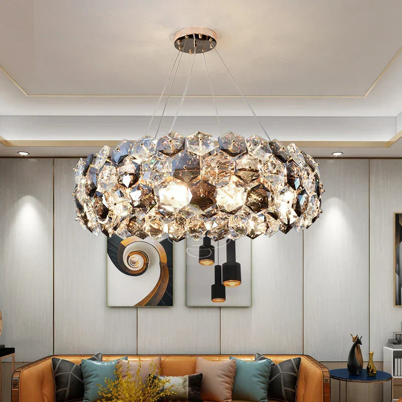 DecorBites™ Crystal Wrought Iron Chandelier: Creative Dining & Living Room Suspension Light