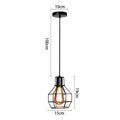 DecorBites™ Industrial Nordic Cage Pendant Light, Black Iron Retro Loft Hanging Lamp