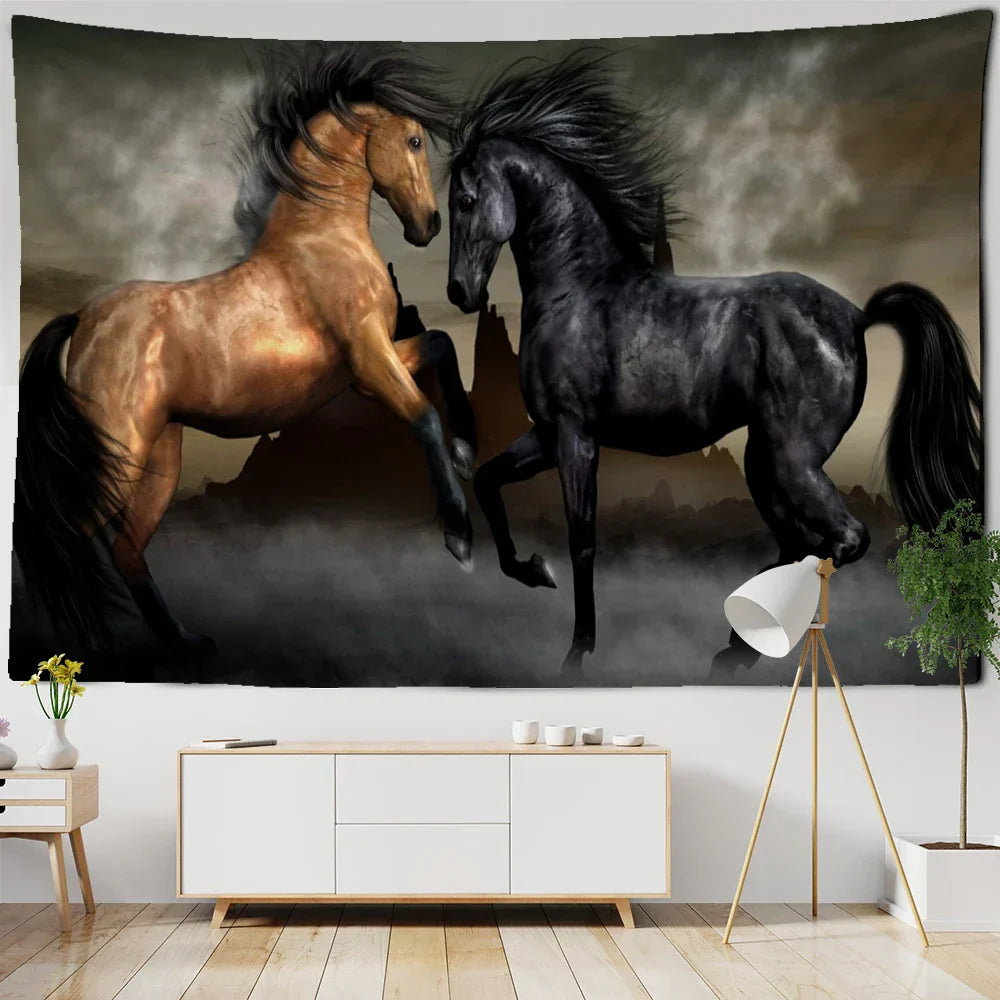 DecorBites™ Galloping Horse Tapestry Wall Hanging Psychedelic Bohemian Hippie Carpet Art