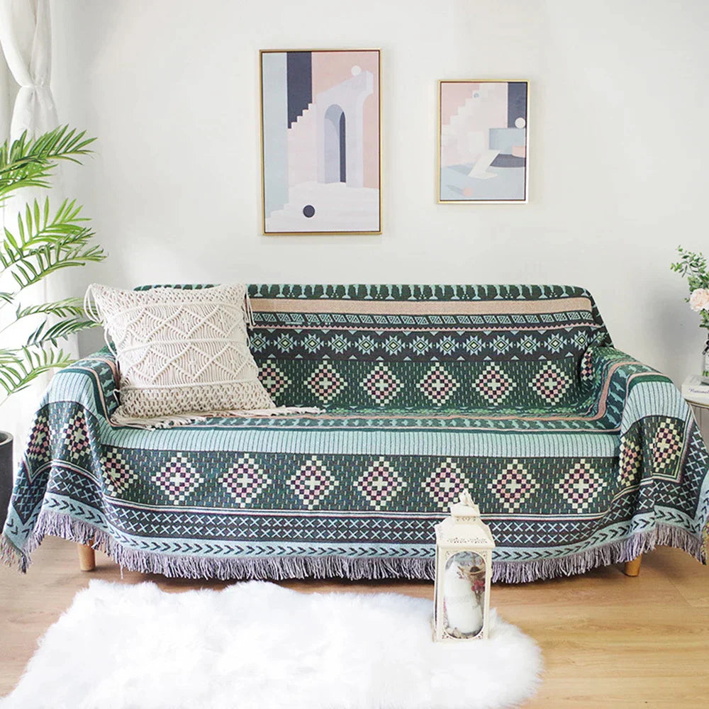 DecorBites™ Knitted Nordic Plaid Blanket - Cozy Home Decor and Sofa Cover