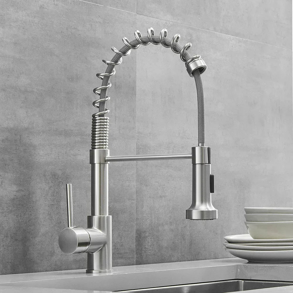 DecorBites™ Kitchen Faucet: Nickel Sink Mixer, Chrome Vanity Tap, Rotating Faucet for Modern Homes