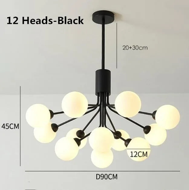 DecorBites™ Gold Glass Ball Chandelier: Luxury LED Lighting for Dining Room, Kitchen, Cafe