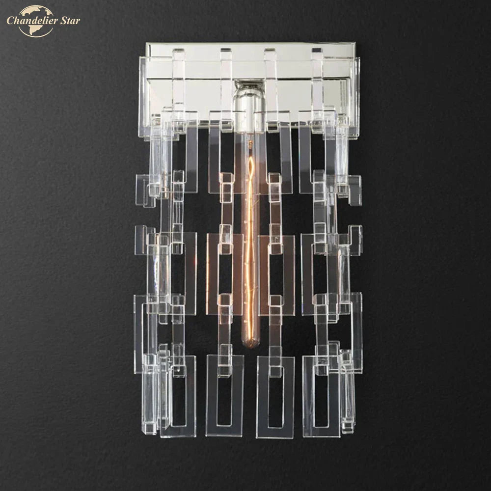 DecorBites™ Crystal Wall Sconce Lamp: Modern Art Deco Square Design for Home Interior