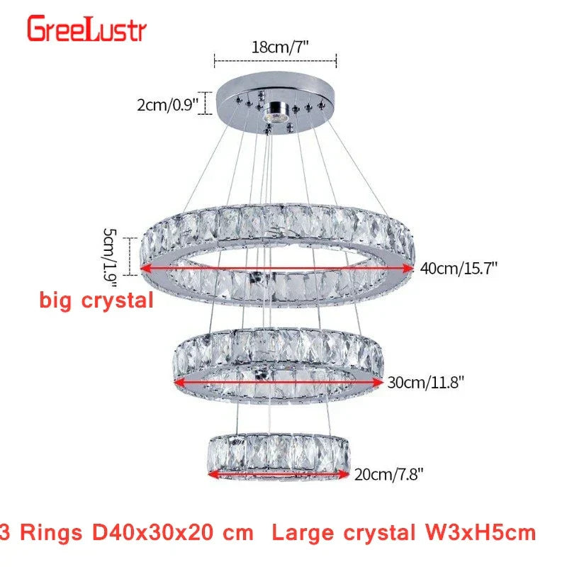 DecorBites™ Crystal LED Chandelier: Modern Pendant Light for Luxury Home Decor and Living Room
