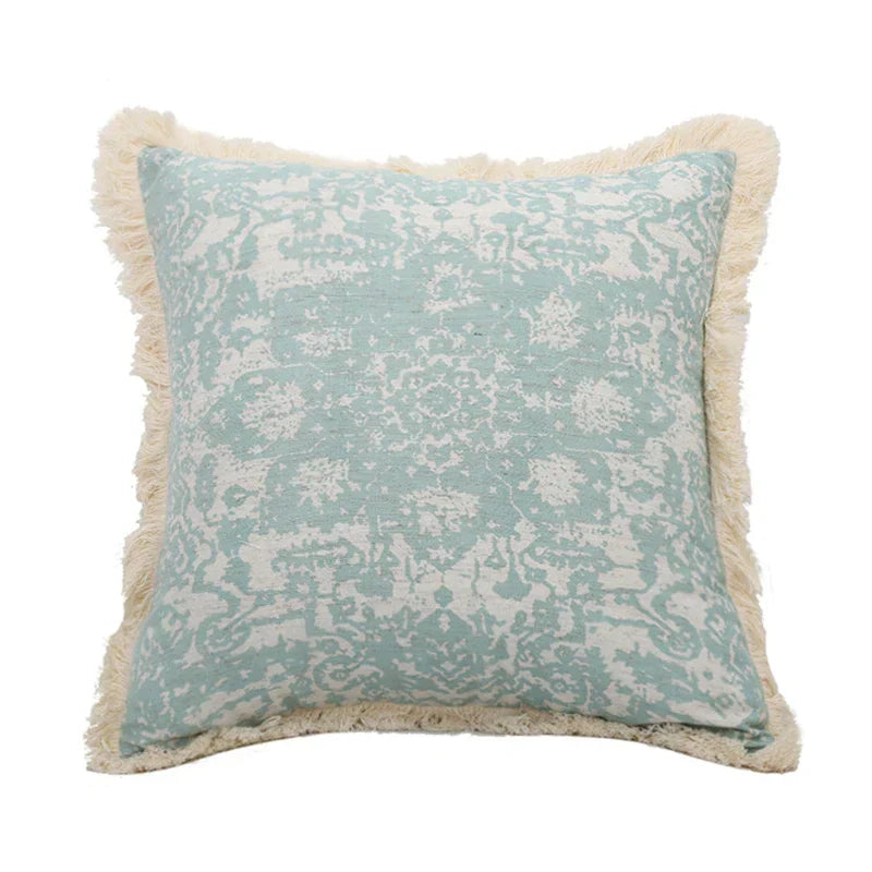 DecorBites™ Green Tassel Pillow Cover 45x45cm/30x50cm Cotton Linen for Home Decor