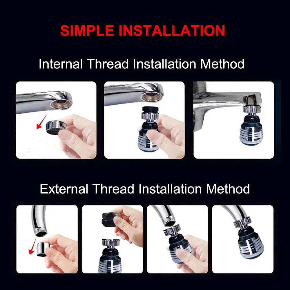 DecorBites™ Kitchen Faucet Aerator: 360 Degree Swivel, 2 Modes, Water Saving Nozzle