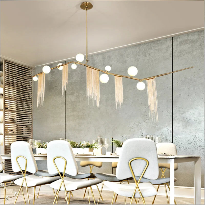 DecorBites™ Gold Bubble Chandelier G9 LED Tassel Kitchen Island Lighting
