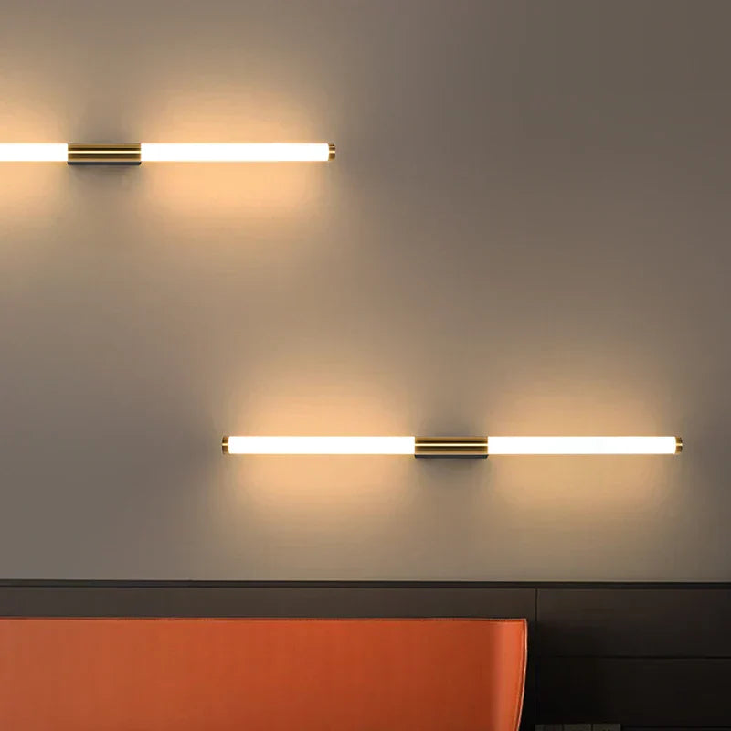DecorBites™ Linear LED Wall Lamp Metal Tube Gold Sconce for Living Room Bedroom Aisle