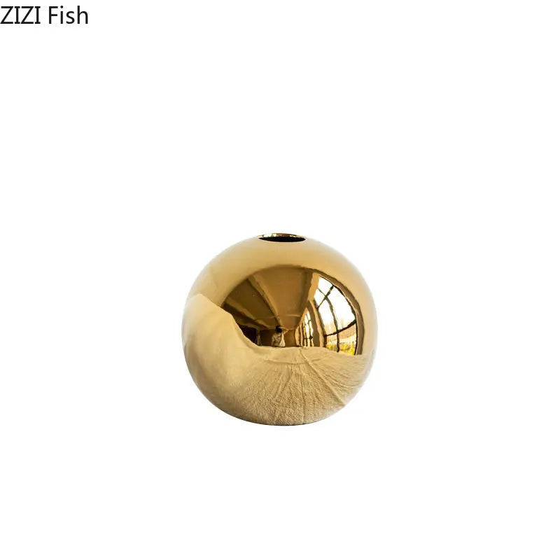 DecorBites™ Golden Ball Ceramic Vase Home Decor Crafts Flower Pot Art Hydroponic Ornament Gift