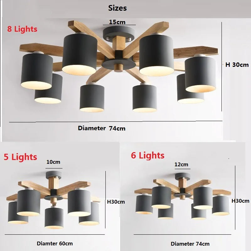 DecorBites™ Iron & Wood Chandelier: Kids Room & Kitchen Island Lighting Fixtures