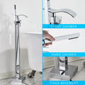 DecorBites™ Black Floor Mounted Bathtub Faucet Set with Waterfall Mixer Tap
