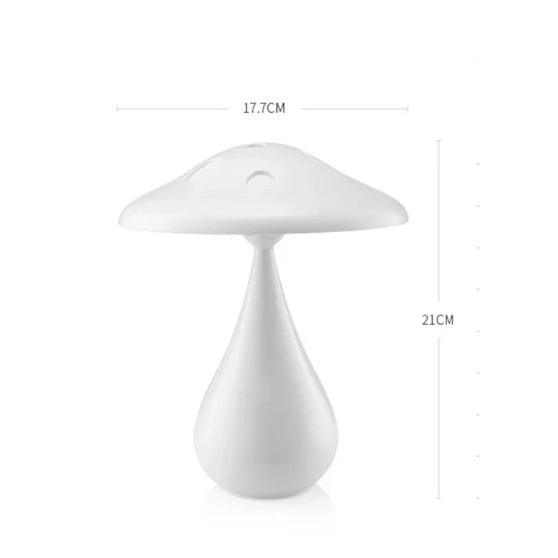 Polka dot gray & white led mushroom table lamp bedroom night light