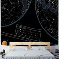 DecorBites™ Interstellar Sky Map Constellations Tapestry- Black Galactic Wall Decor