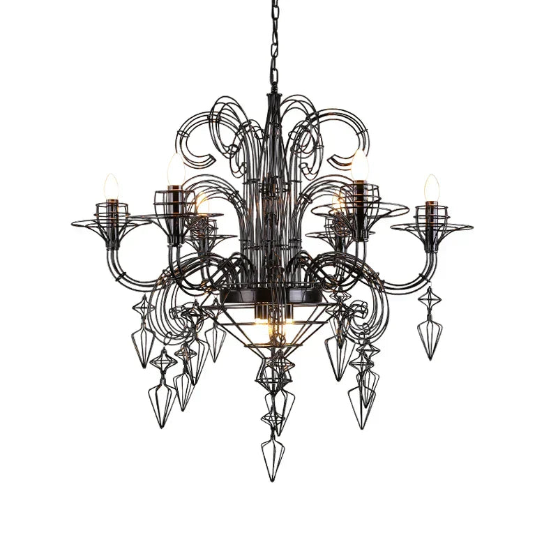 DecorBites™ Baroque Black White Iron Designer LED Chandelier for Foyer