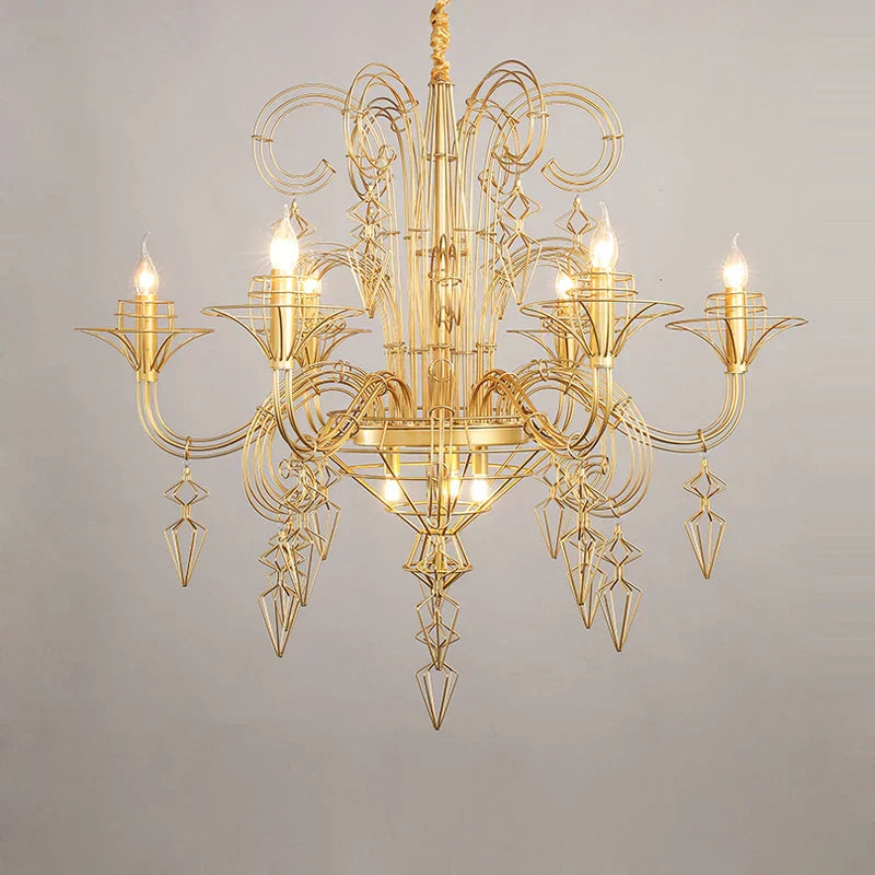 DecorBites™ Baroque Black White Iron Designer LED Chandelier for Foyer