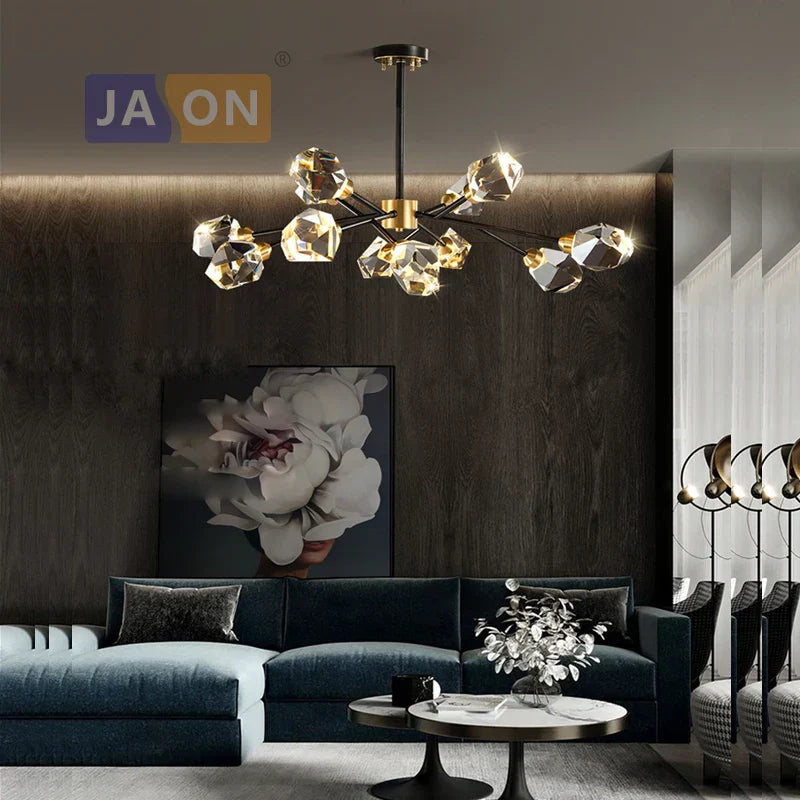 DecorBites™ Crystal Copper Black LED Chandelier for Dinning Room