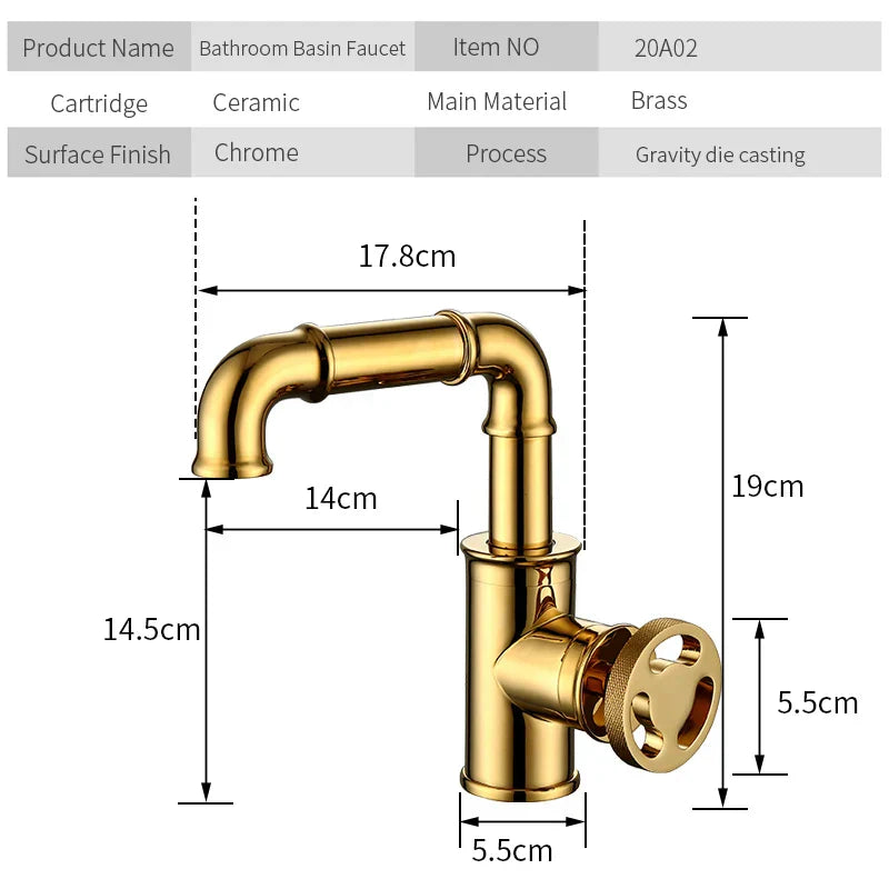DecorBites™ Gold Brass Basin Faucet: Hot & Cold Water Mixer Tap for Modern Bathrooms