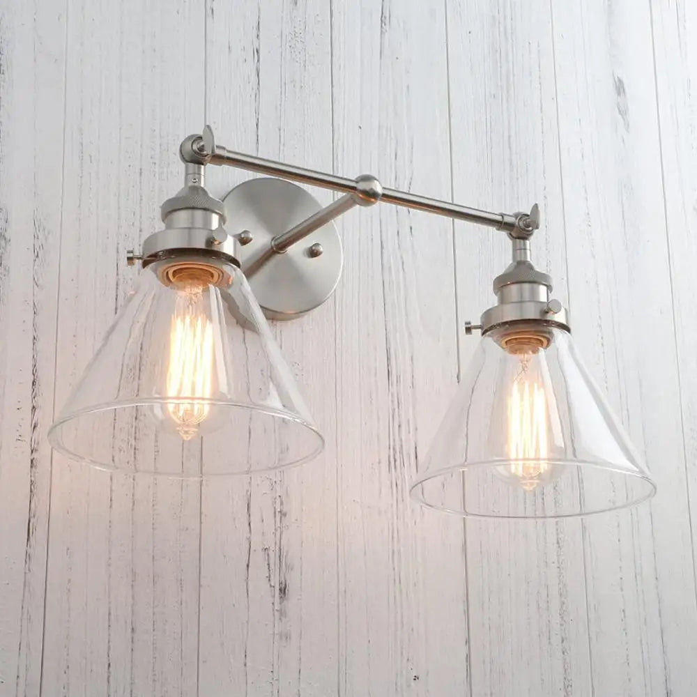 DecorBites™ Funnel Glass Metal Wall Light Double Heads Sconce Lamp Fixtures