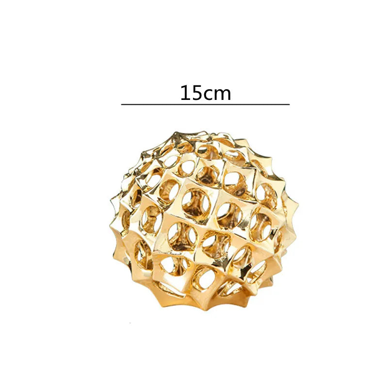 DecorBites™ Golden Metal Hollow Ball Spike Abstract Ornament Home Decor