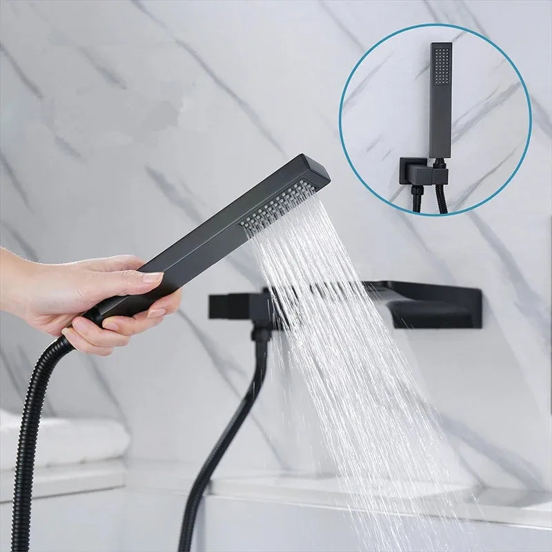 DecorBites™ Gold Bathtub Shower Faucet Set with Handheld Waterfall & Mixer Tap