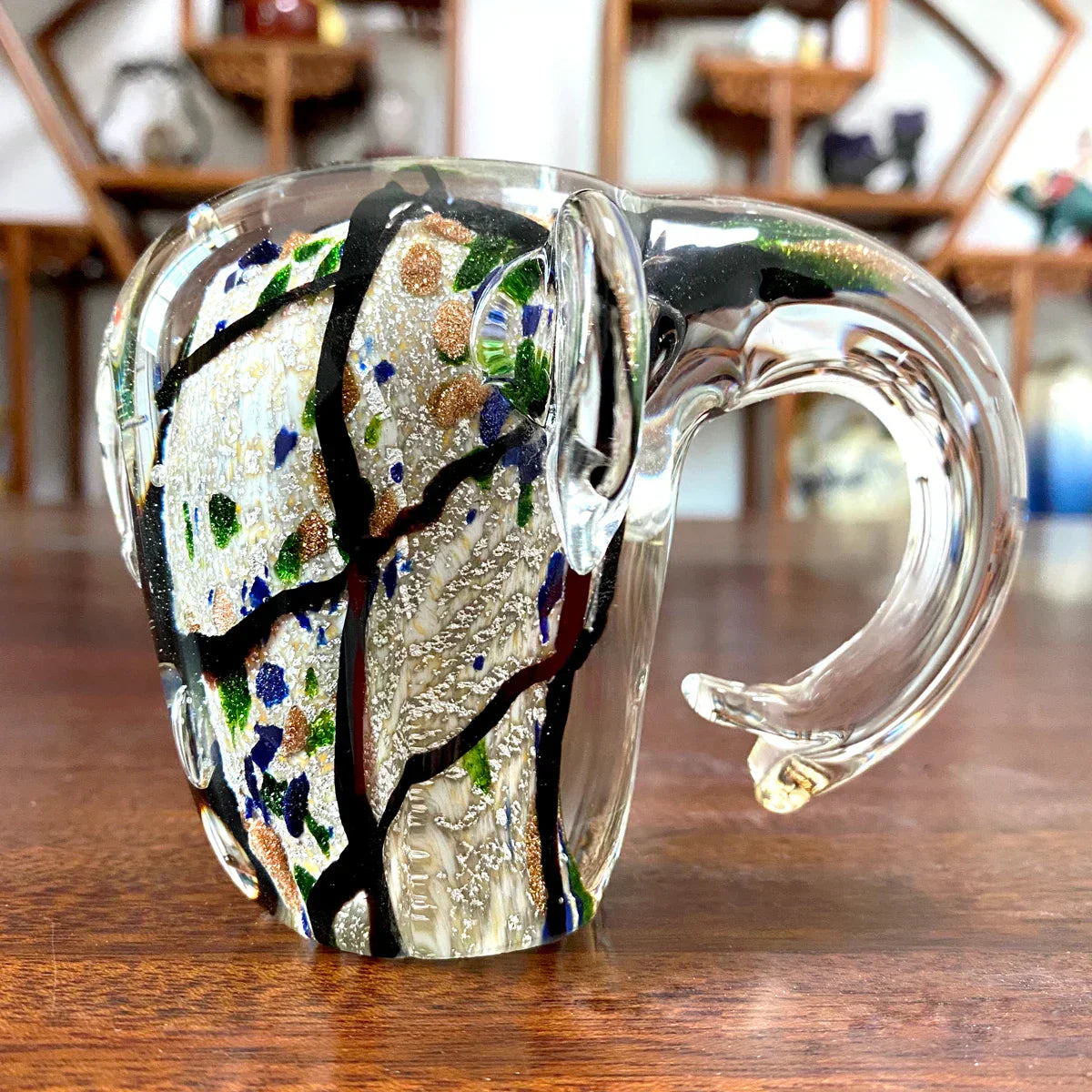 DecorBites™ Elephant Crystal Glass Sculpture Feng Shui Living Room Ornament