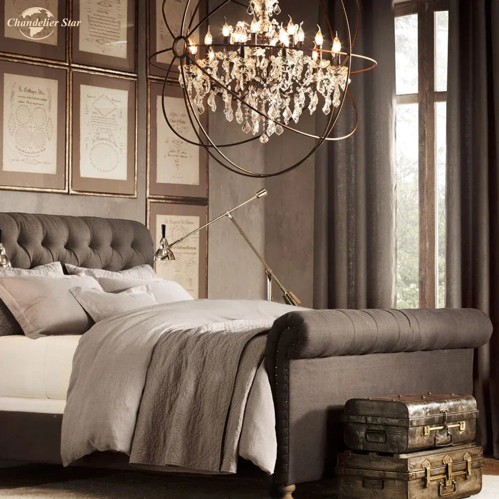 DecorBites™ Crystal LED Chandelier: Contemporary Orb Pendant Light for Home Decor