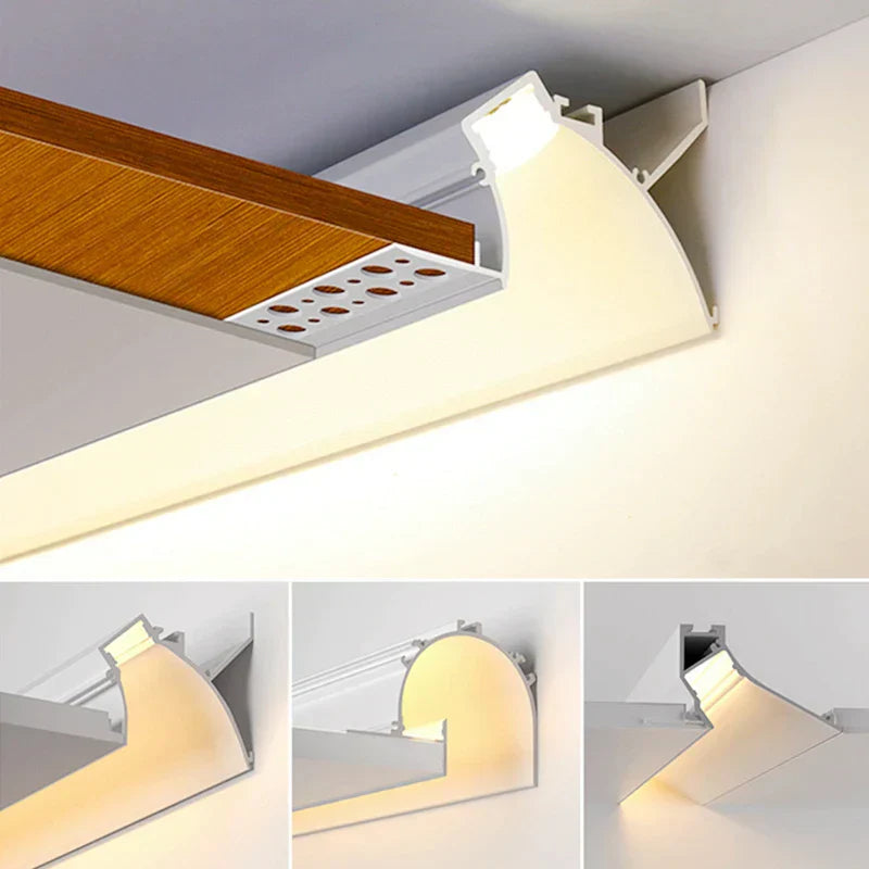 Modern white curved led aluminum profile living room recessed light