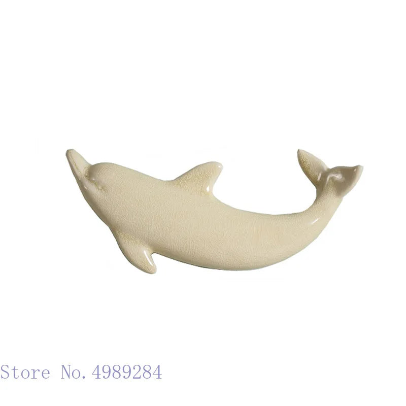 DecorBites™ Dolphin Fish Ocean Background Ceramic Wall Decoration for Children's Room
