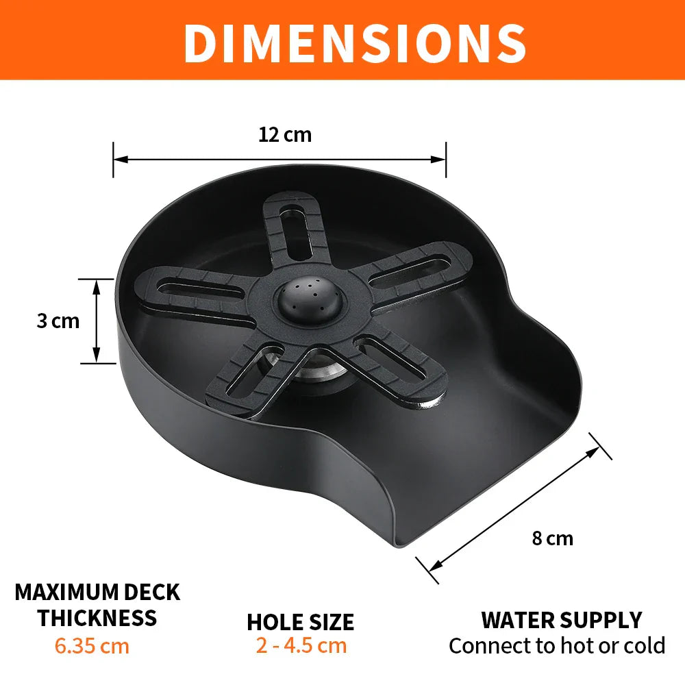 DecorBites™ Glass Rinser: Automatic Cup Washer & Pitcher Cleaner for Home Kitchen